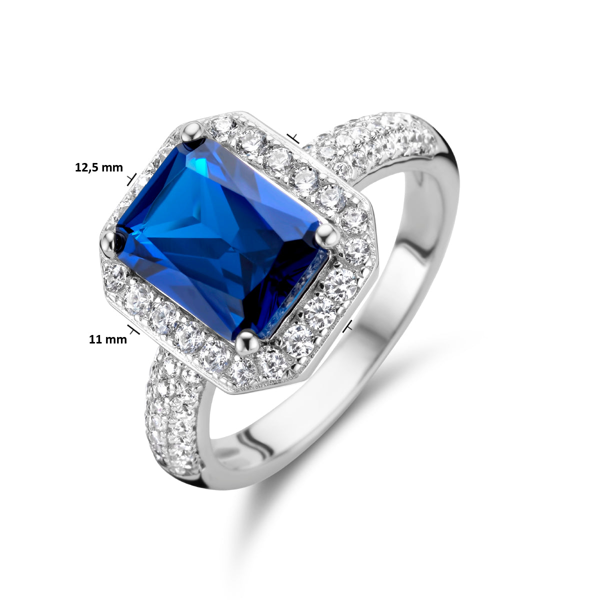 Ring blue and white zirconia