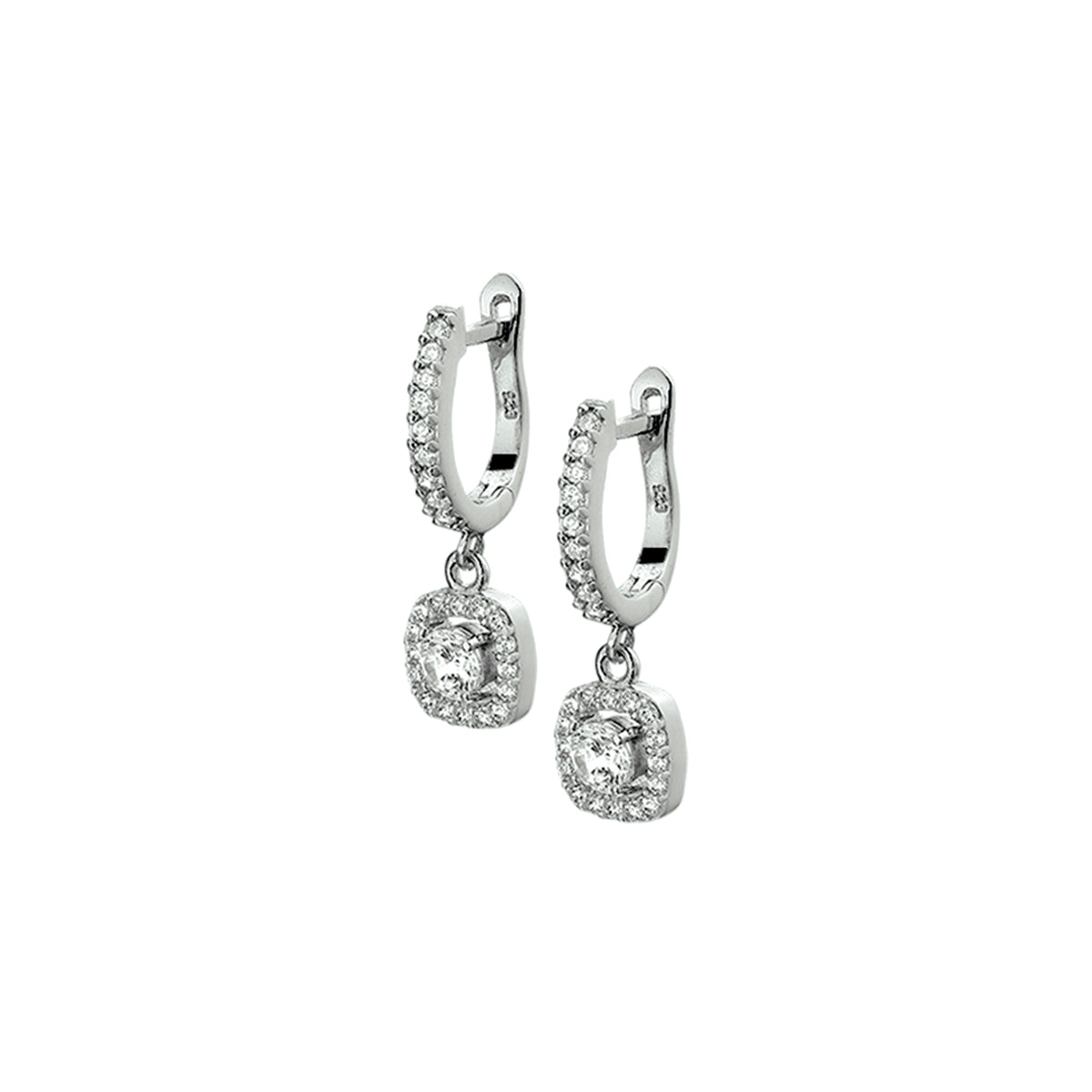 Huggie earrings with brilliant cut white zirconia